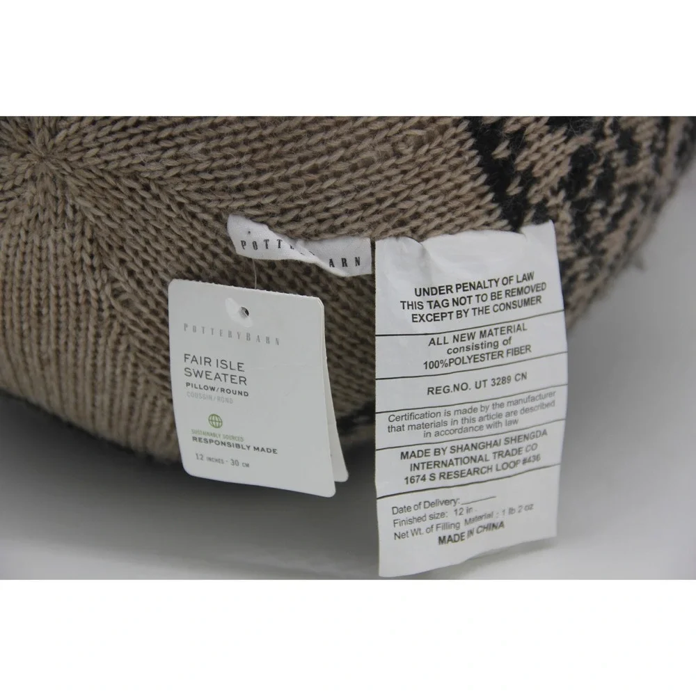 Pottery Barn Fair Isle Sweater Pillow Round 12
